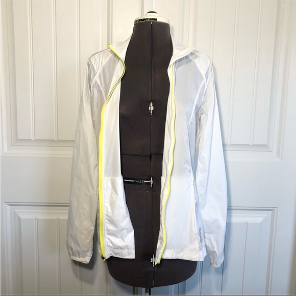 Reebok Nylon Flight Wind Zipper Pockets White  Lightweight Running Gym Jacket M - Picture 8 of 14